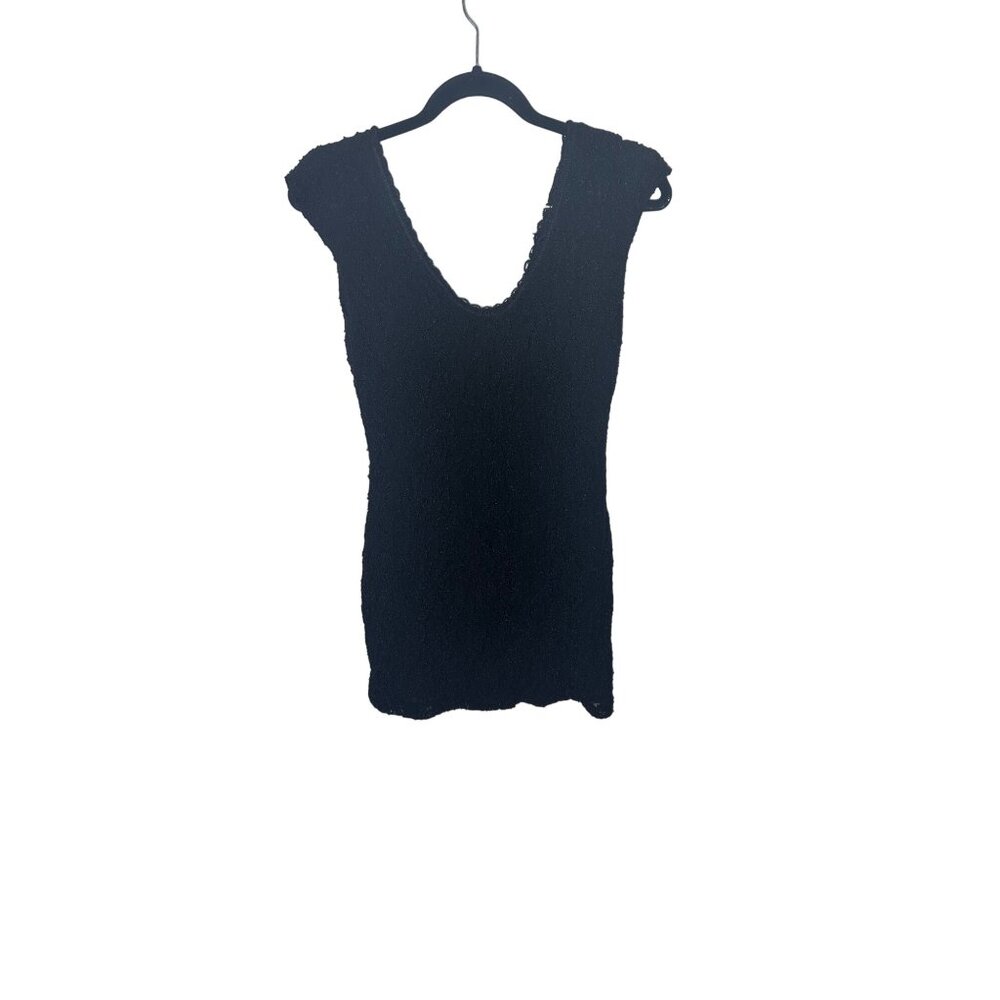 Vintage black‎ Mini Dress embellished capped sleeve Julia LA USA